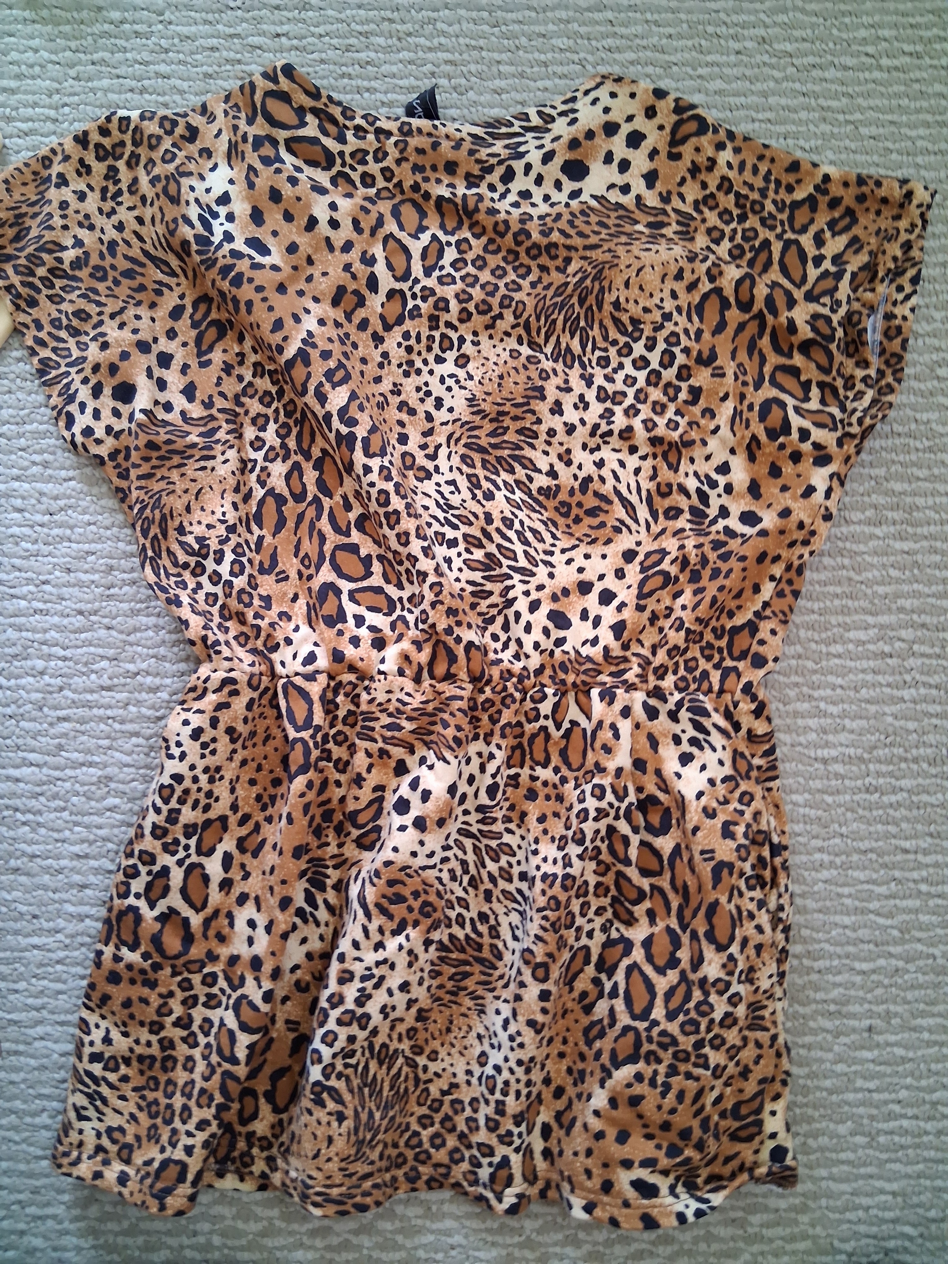 Leopard Print Skirt Romper Italy Brown Black Cream